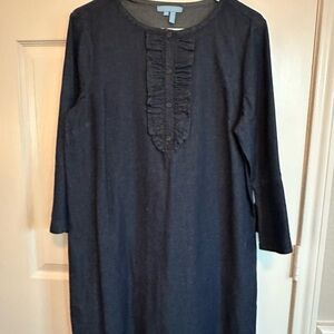 Navy Long Sleeve Dress with Ruffle Detail